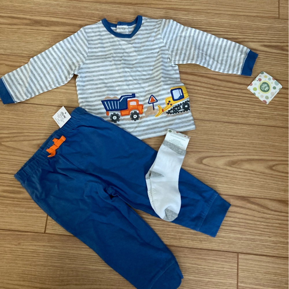 Little Me three piece construction vehicle outfit